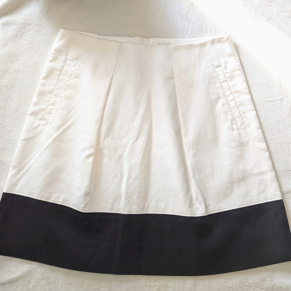 J Crew White & Black Cotton Back Zip Skirt Size 00
